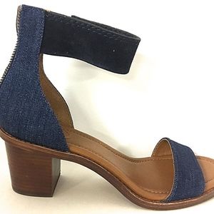 FRYE Brielle Denim Back Zip Ankle Strap Sandal SZ8